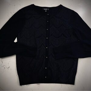 Premise Black Lace Cardigan with Gold Accents